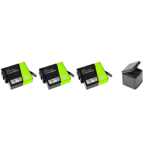 Pakke m. 3x Batteri til GoPro 5 / 6 / 7 / 8 & Tredobbelt batteri oplader til GoPro HERO 5 / 6 / 7 / 8