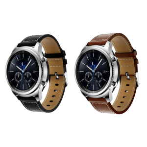Pakke m. Terni rem i genuine læder til Samsung Gear S3 / Galaxy Watch 46mm Sort & Terni rem i genuine læder til Samsung Gear S3 / Galaxy Watch 46mm Brun
