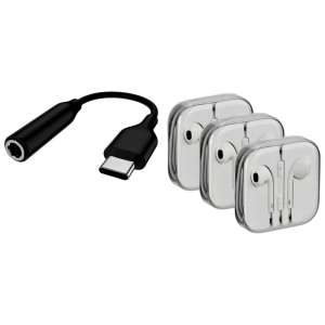 Pakke m. USB-C til AUX Adapter Kabel & 3 stk. AUX Headset med Mikrofon