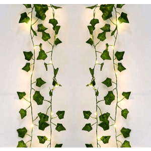 2 Stk. 20-LED Lyskæde Guirlande med Grønne Blade