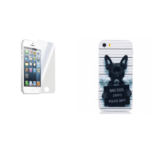 Pakke m. Hærdet Beskyttelsesglas til iPhone 5 / SE / 5S / 5C & Dori cover til iPhone 5, iPhone 5s eller iPhone SE