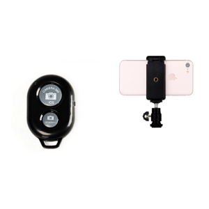 Pakke m. Bluetooth Udløser til Selfie Stang / Mobilkamera & Hot Shoe Smartphone holder
