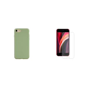 Pakke m. Silikone Cover til iPhone SE 2022 Lysegrøn & Hærdet Beskyttelsesglas til iPhone SE 2022