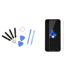 Pakke m. Universelt Værktøj til iPhone & Hærdet Beskyttelsesglas til iPhone 7 / 8