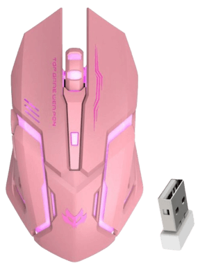 Pink Trådløs Gamer Mus med LED Lys