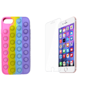 Pakke m. Pop Cover til iPhone 6 Plus / 7 Plus / 8 Plus Lyserød & Hærdet Beskyttelsesglas til iPhone 7 Plus / 8 Plus