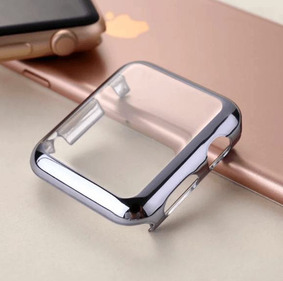 Cover med skærmbeskyttelse til Apple Watch-Sølv-42 mm