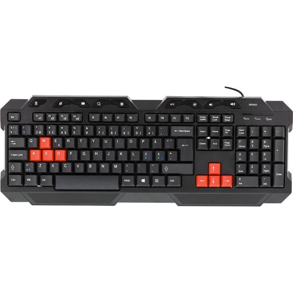 Anti-Ghosting Gamer Tastatur m. Nordisk Layout - Deltaco