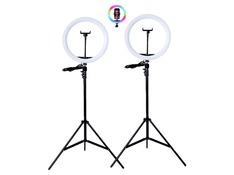 2x 33 cm RBG Selfie Ring Lys på Stativ